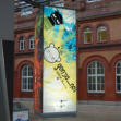BA15 - Bedruckte PVC-Banner als Werbeturm in Kassel.