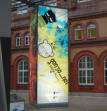 BA15 - Bedruckte PVC-Banner als Werbeturm in Kassel.