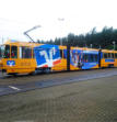 Beschriftung einer Cottbuser Straßenbahn für VR Bank Lausitz eG.